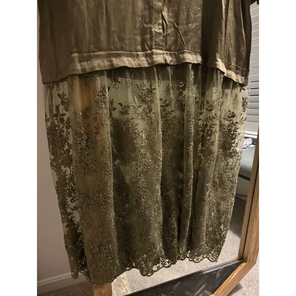 By Anthropologie Lace Mix Twofer Satin Maxi Dress - Image 6