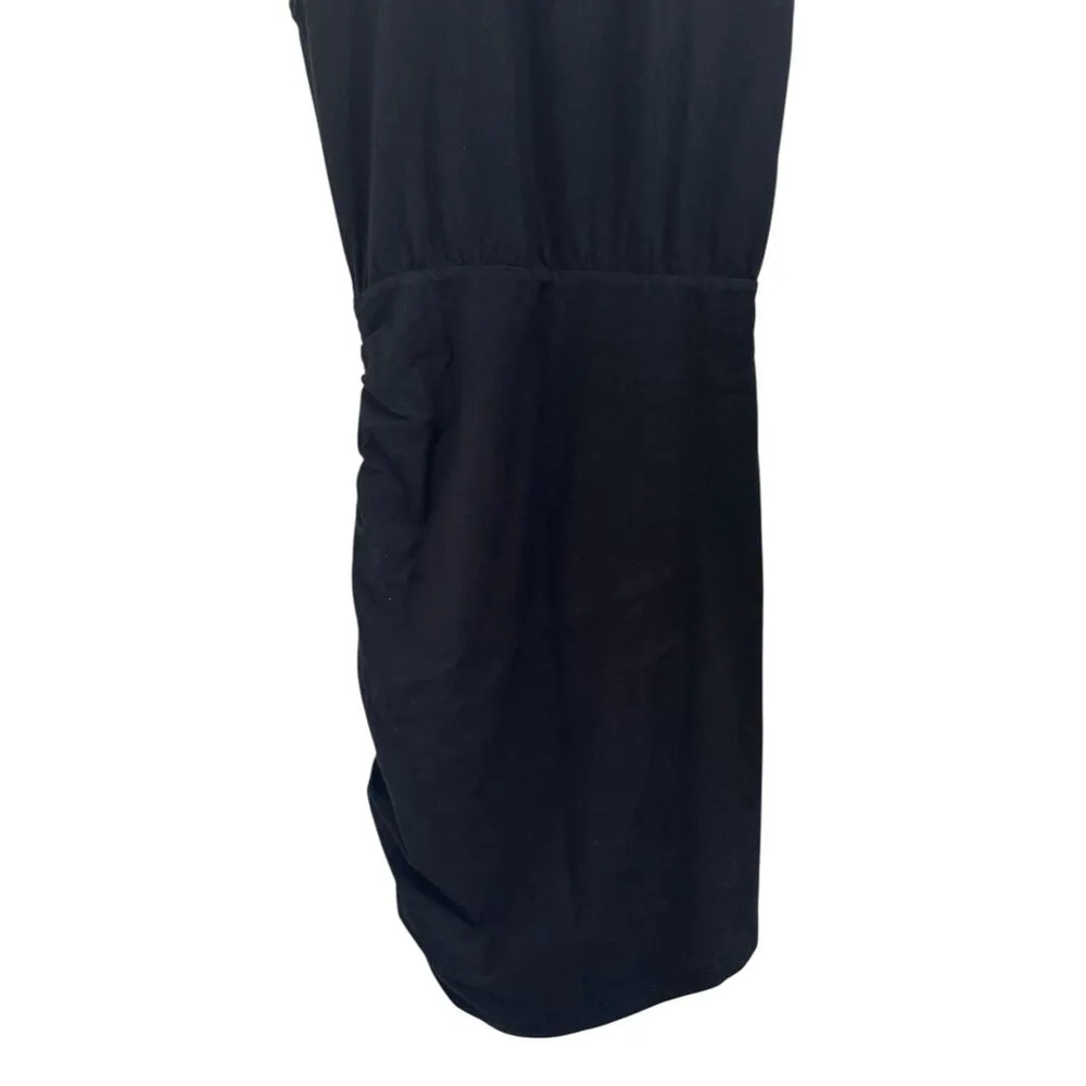 PAM & GELA Black Muscle Sleeve Shirred Ruched Mini Dress 100% Cotton Size PXS - Image 7