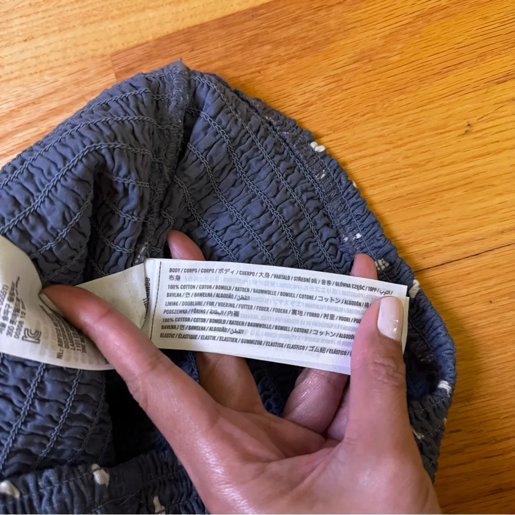 Abercrombie & Fitch Puff Short-Sleeve Smocked Waist Top Polkadot Blue M NWOT - Image 6