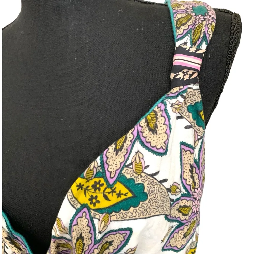 Anthropologie C. Keer bohemian wrap style paisley white tie tank top tunic - Image 4