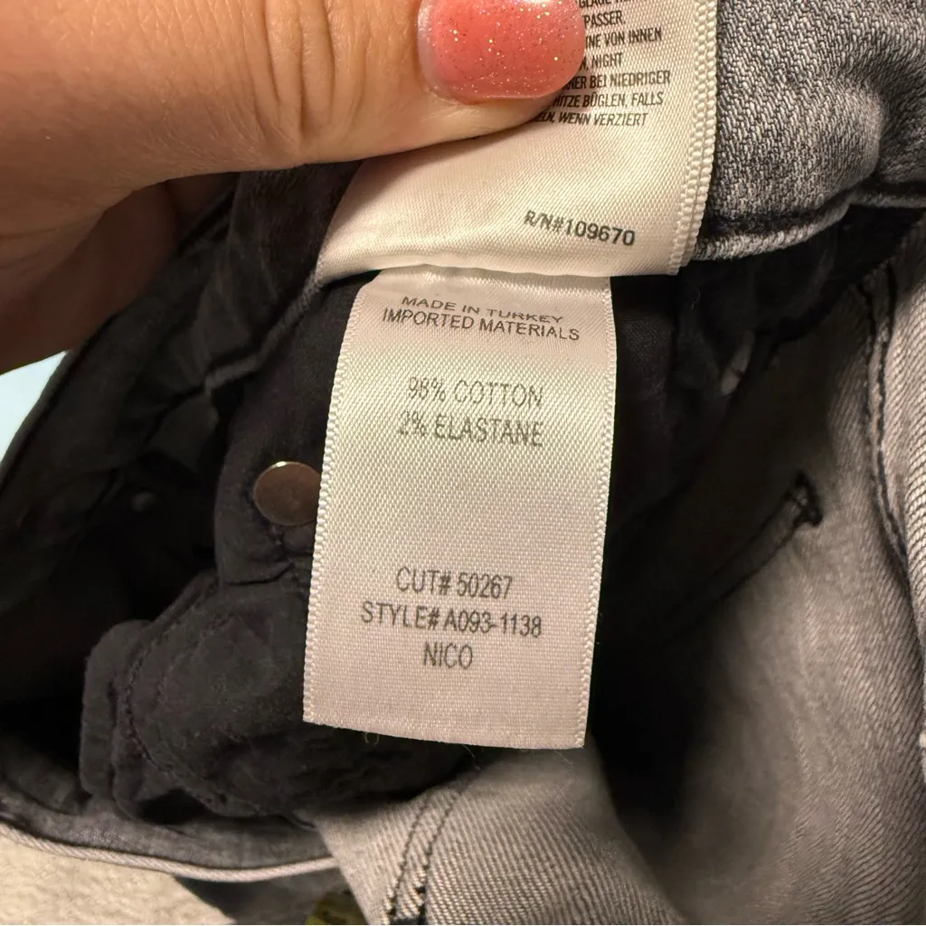 Agolde Nico Hi Rise Slim Fit Jean Grey Button Fly Cutoff Hem 100% Cotton‎ 31 - Image 8