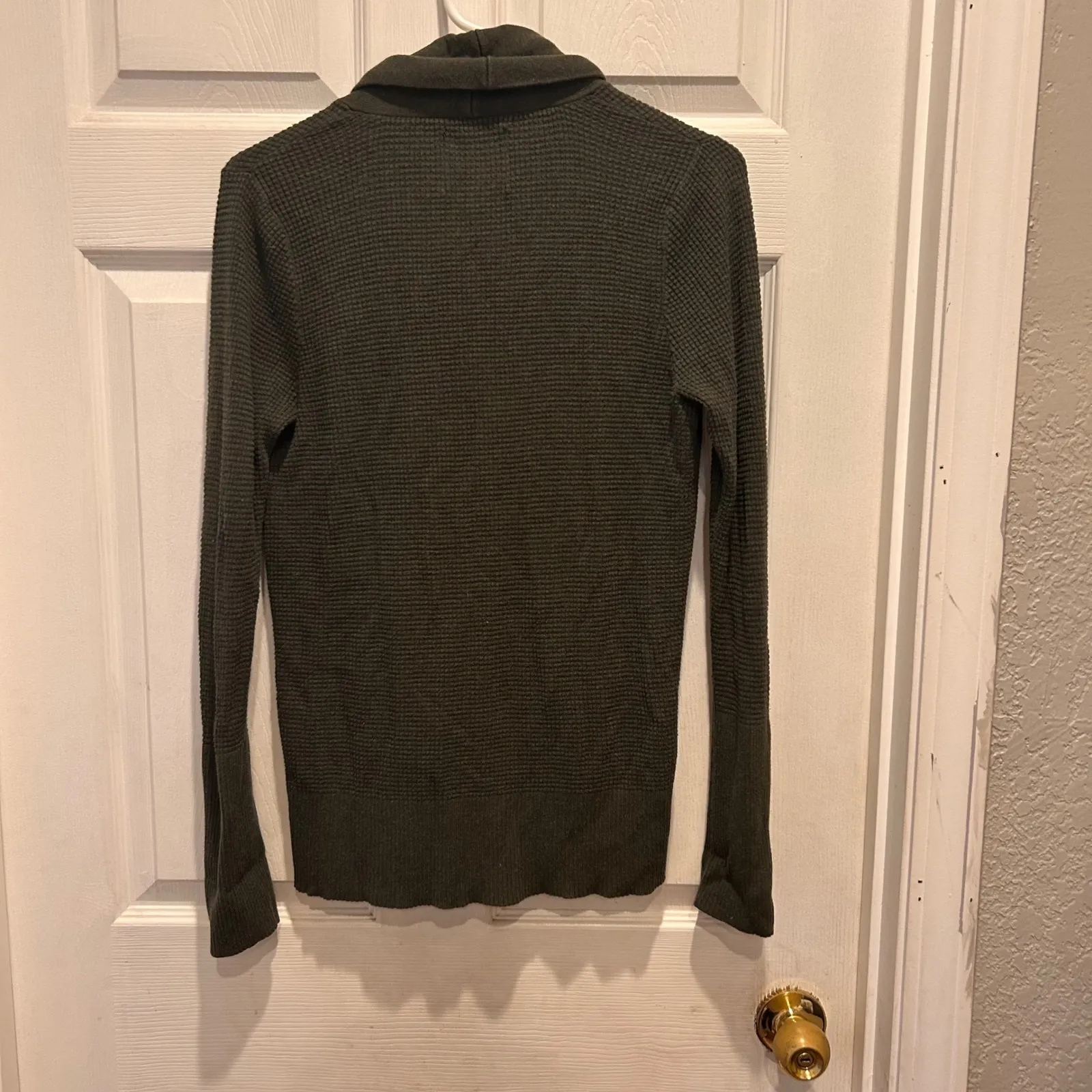 American Eagle Outfitters Womens‎ Olive Green Waffle Knit Cardigan Sweater Large - Image 7