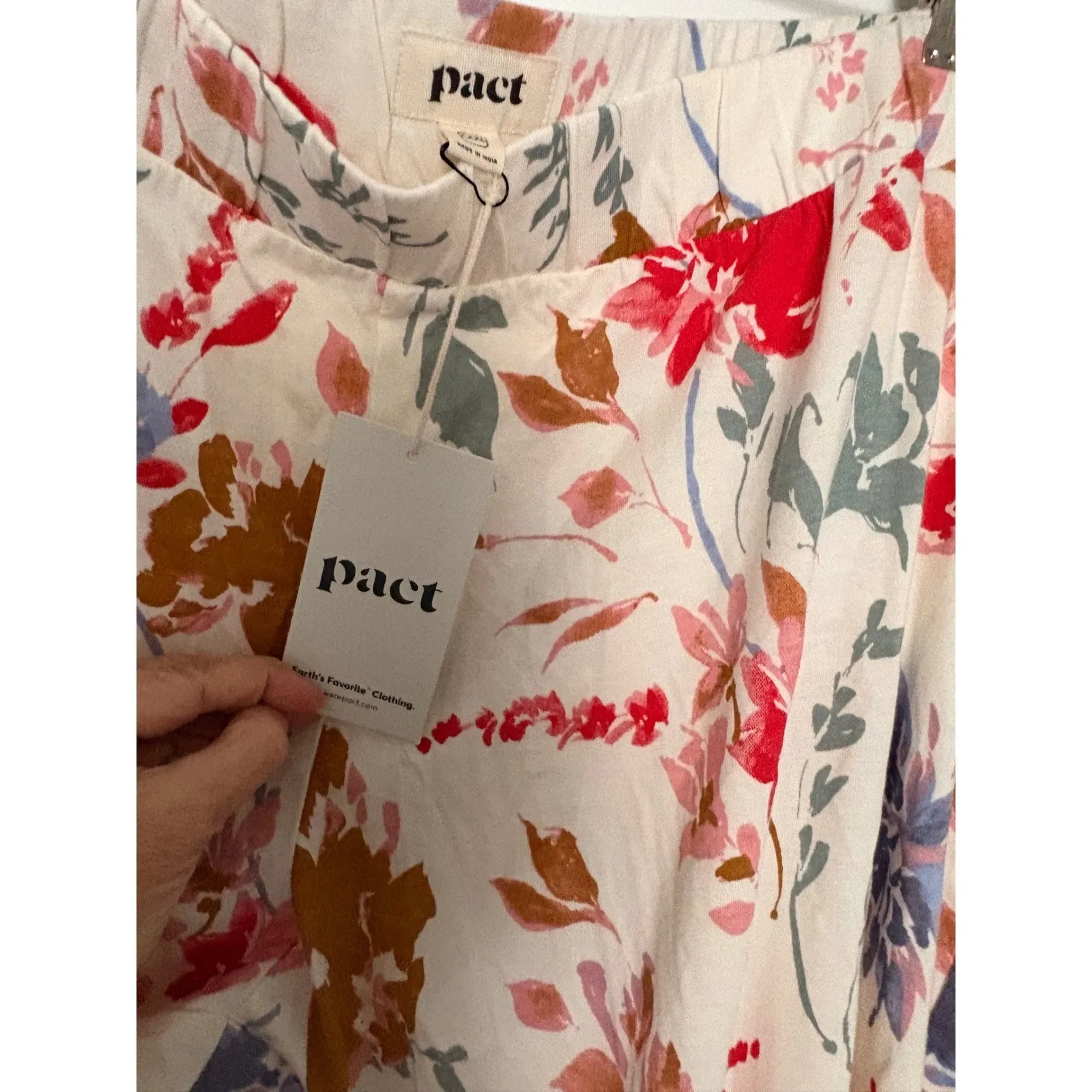 Pact Organic Staycation Sleep Pants XXXL Cotton Blue White Floral NWT - Image 4