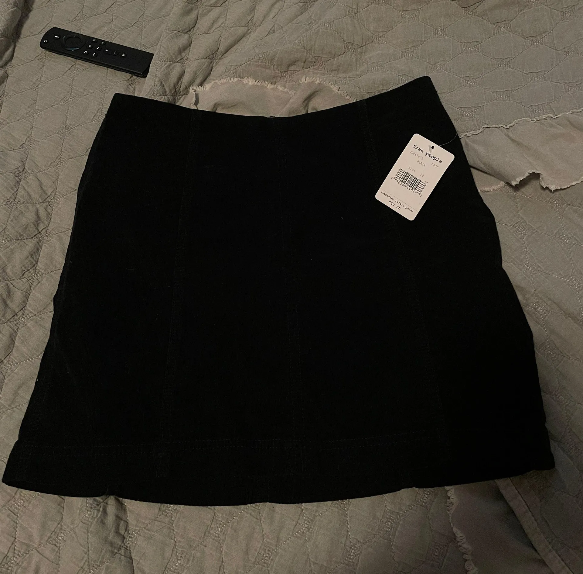 Free People Black Velvet Mini Skirt - Image 2