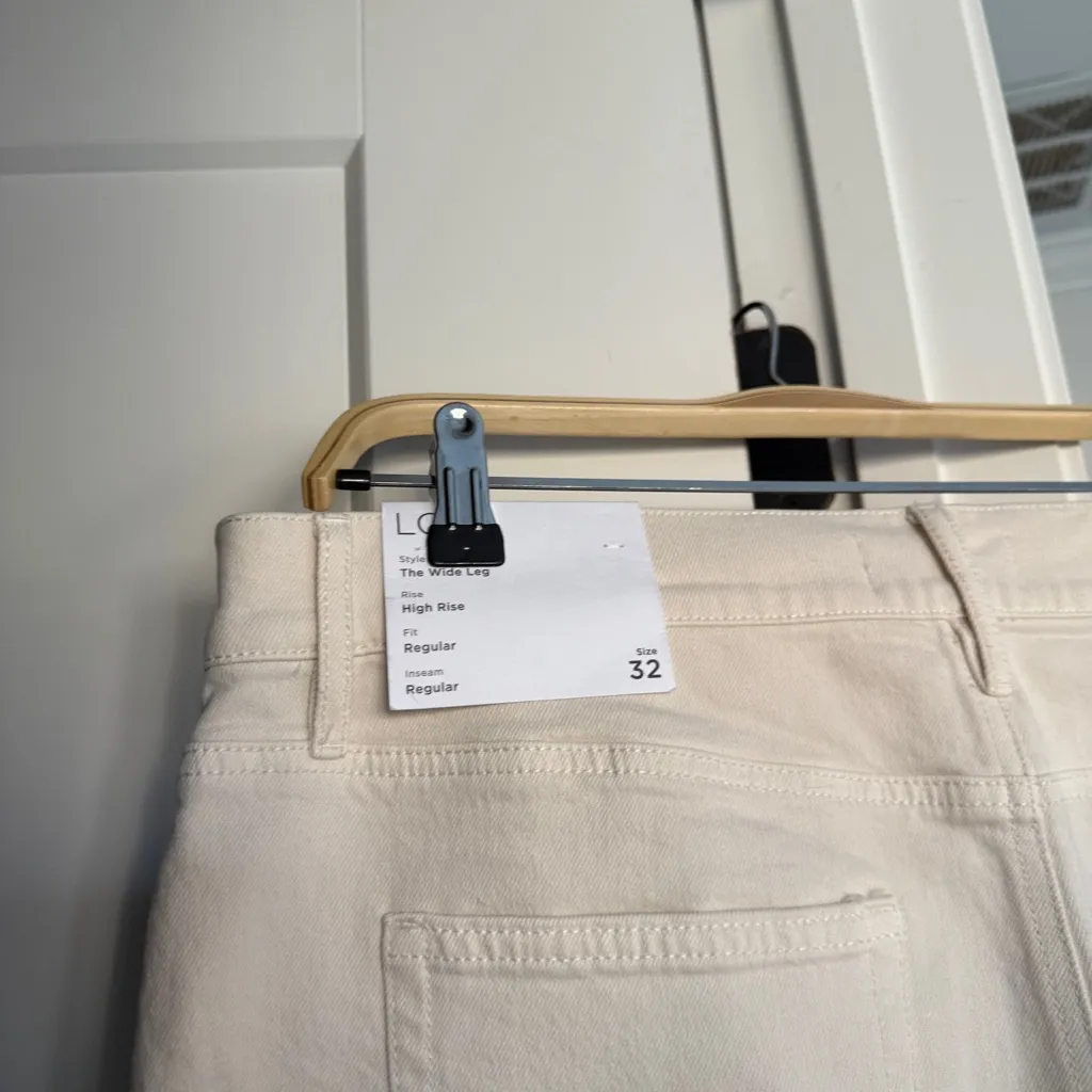 NWT Loft Ecru The Wide Leg High Rise New Jeans Regular - Image 3