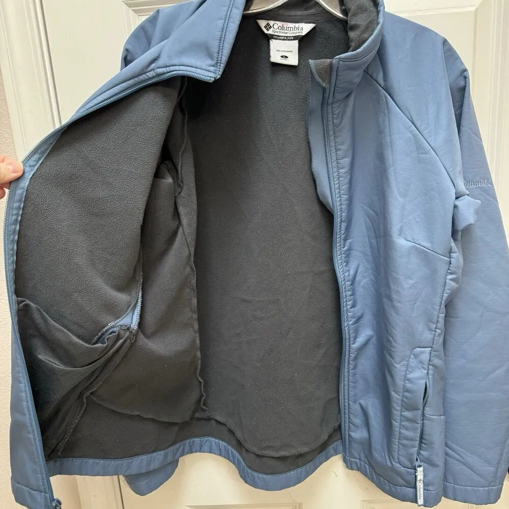 Columbia Jacket Womens Large Blue Wind Rain Soft Shell Lightweight Full Zip - Image 5