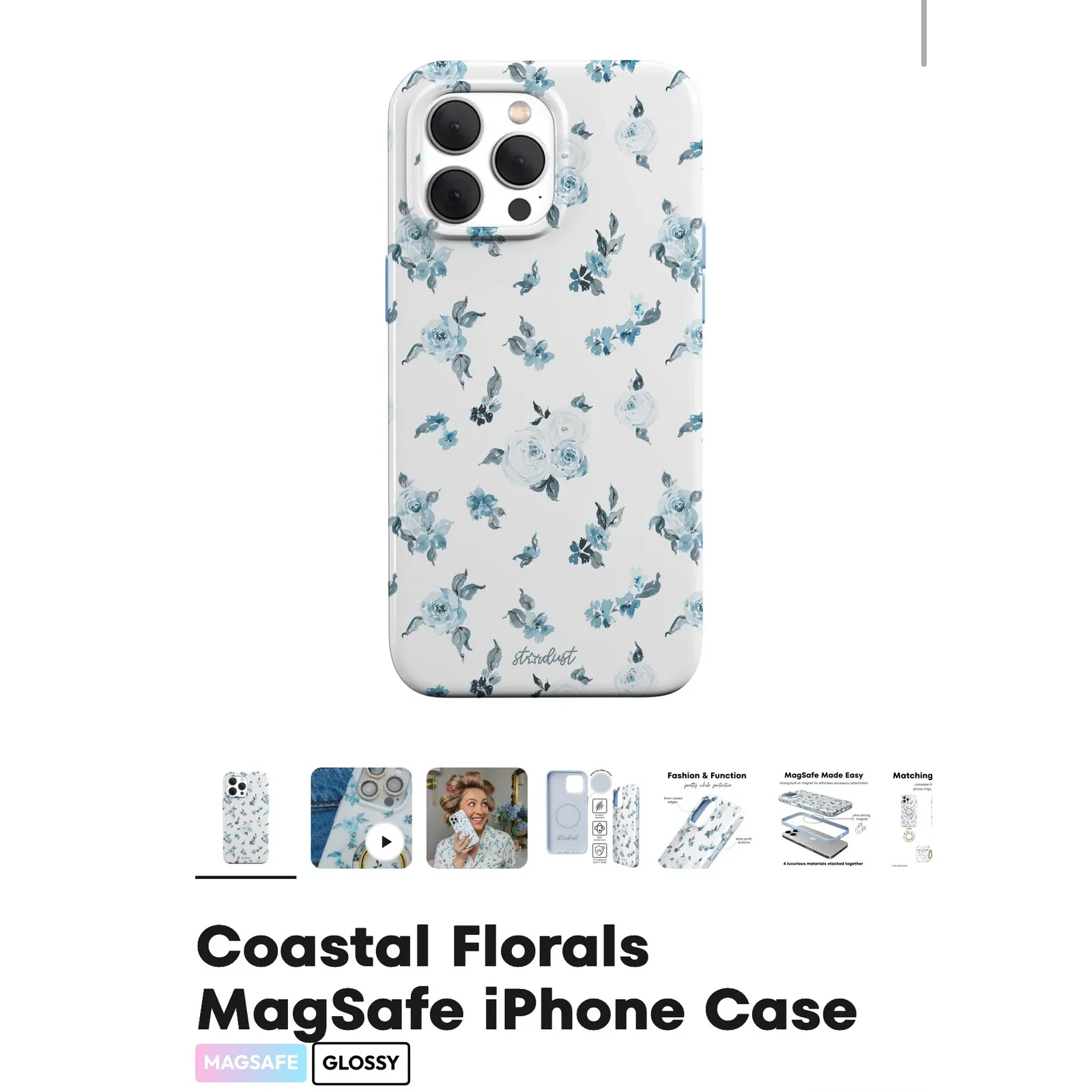 Stardust Coastal Florals MagSafe iPhone 13 Case Cover Floral Phone Case White - Image 2