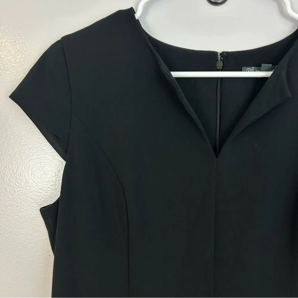 Adrianna Papell Black V-neckline Peplum Sheath Dress Size 12 - Image 3