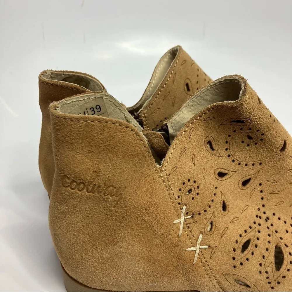 Coolway‎ Nelia open toe laser cut booties tan leather size 39 - Image 4