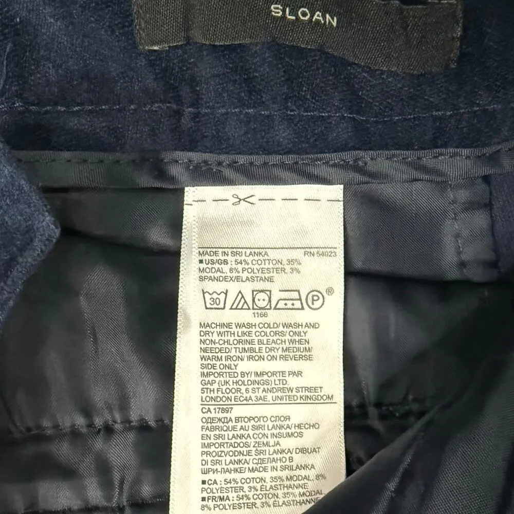 Banana Republic Navy Blue Velvet Skinny Trousers Pants Coin Pocket Jeans size 0 - Image 6