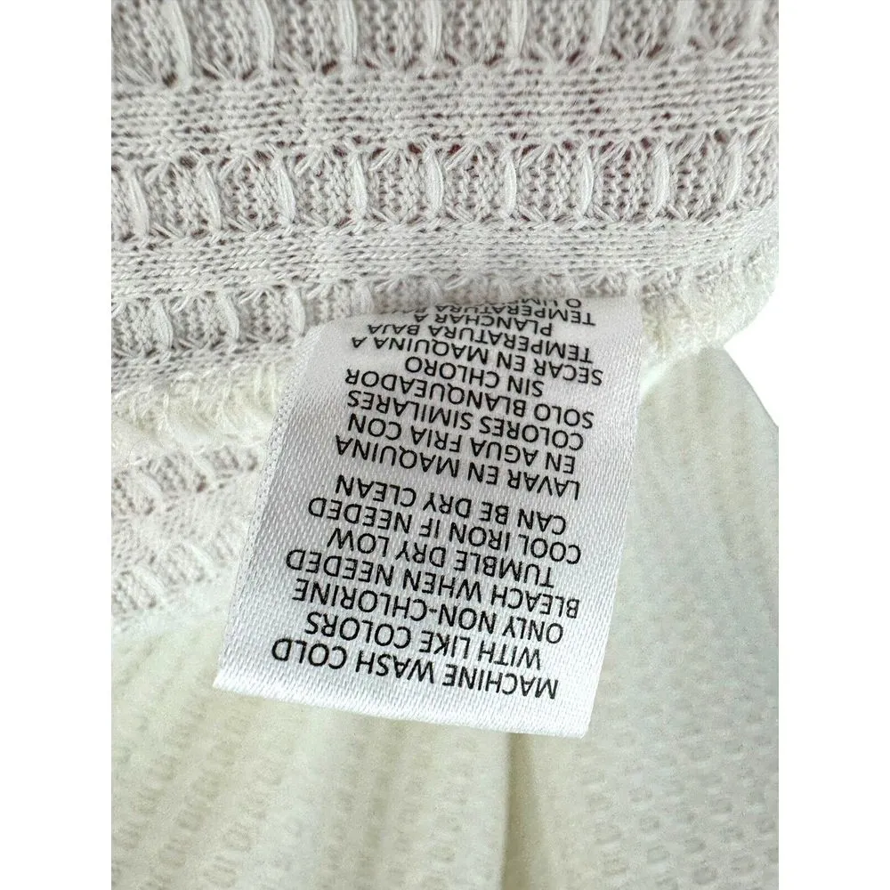 CHASER Henley Shirt Womens Large Off White Thermal Waffle Knit V Neck‎ Top EUC - Image 6