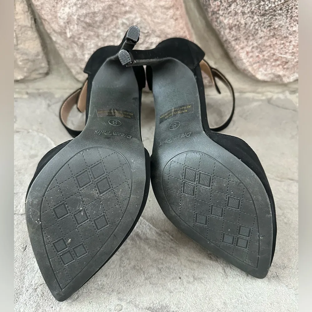 DREAM PAIRS-Women's Pointed Toe Ankle Strap heels, black faux suede - Image 6