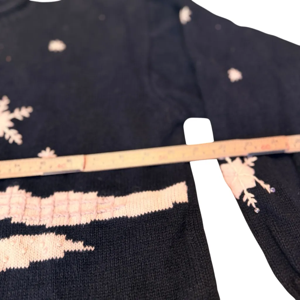 Timberlea Polar Bear Snowflake Sweater Black Red Scarf Vintage XL in GUC - Image 5
