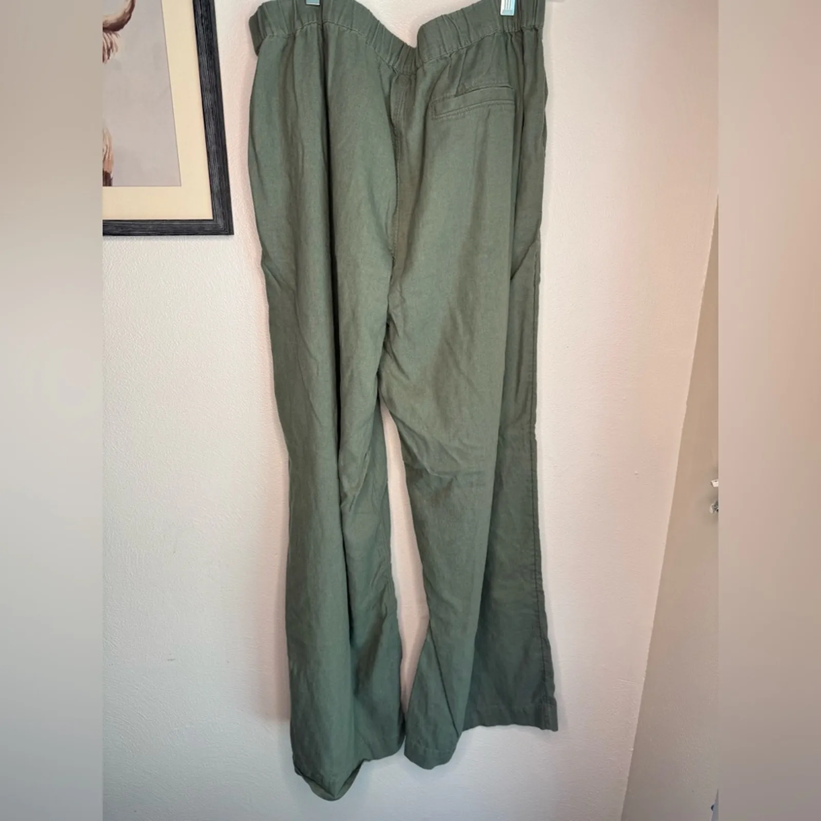 Caslon Linen Blend Olive Green Wide-Leg Pants - Image 3