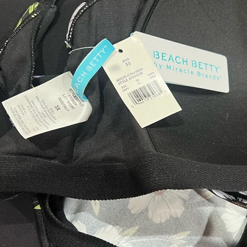 NEW Beach Betty by Miracle Brands Floral Bikini Top Women’s 3XL Black Size 3X - Image 4