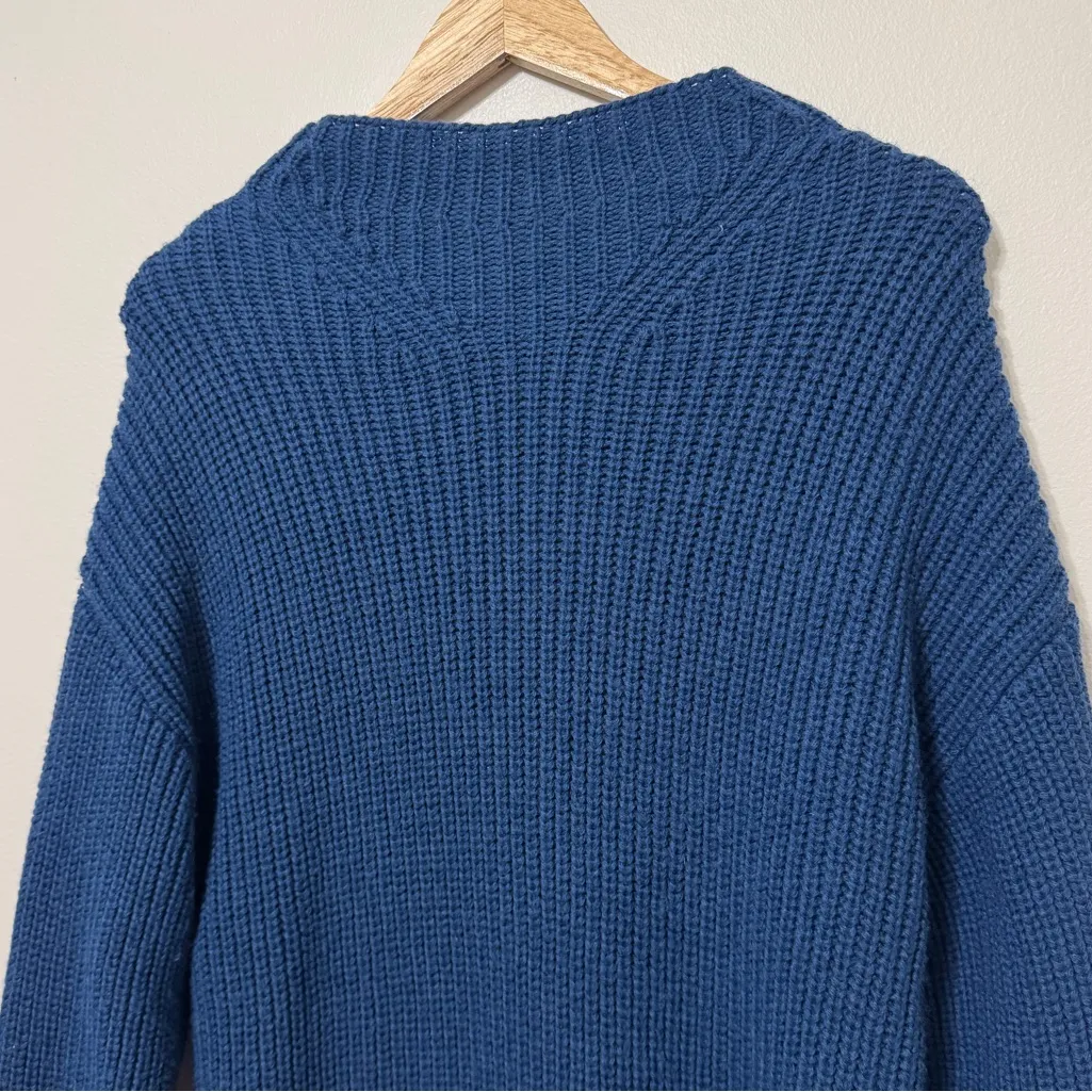 ZARA Wool Blend Sweater Size Medium Blue Tunic Length Knit - Image 4