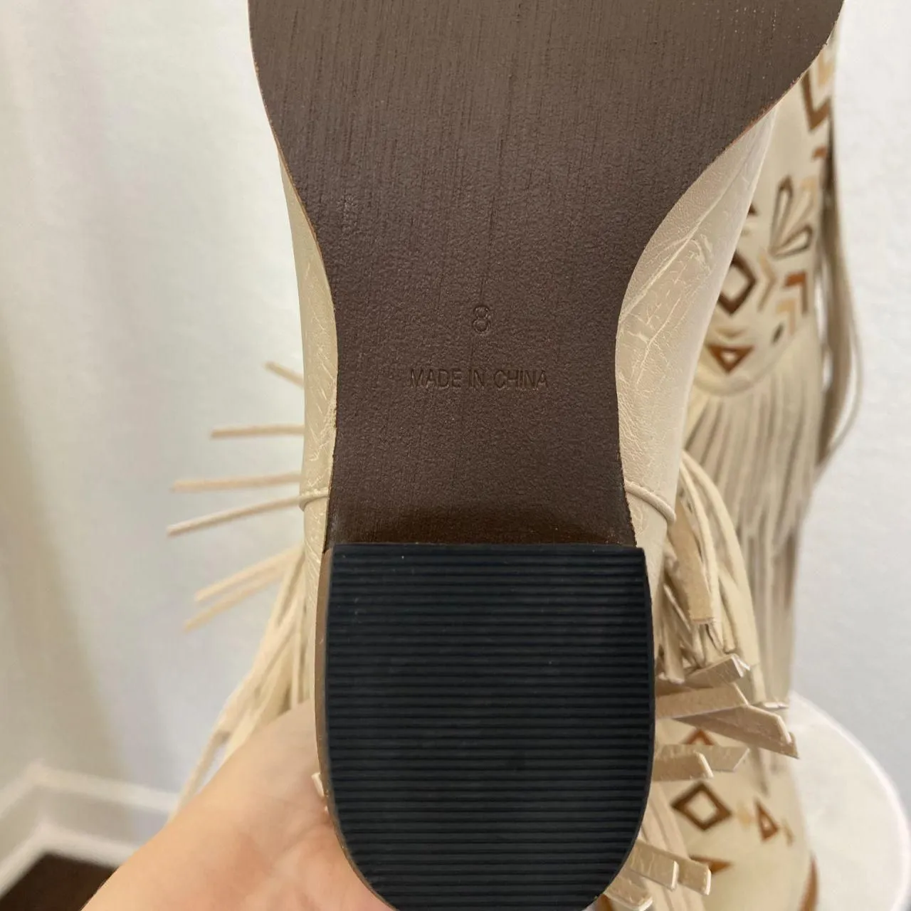 NEW SaraIris Western Tan Cream Fringe Tassel Cowgirl Cowboy Boots US 8 - Image 8