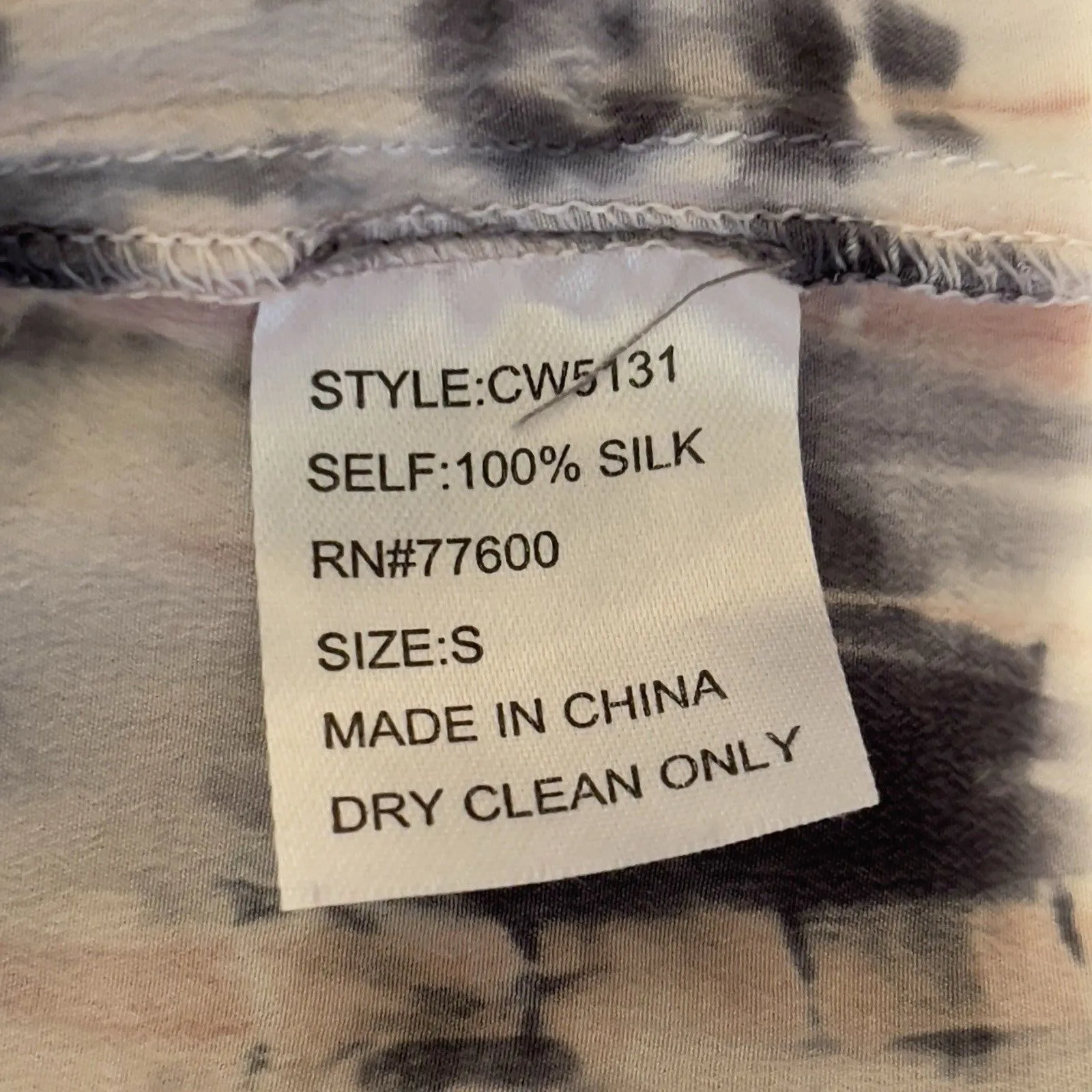 Chaser Womens Small 100% Silk Gray Pink White Tie Dye Casual Mini Dress Cinch - Image 6