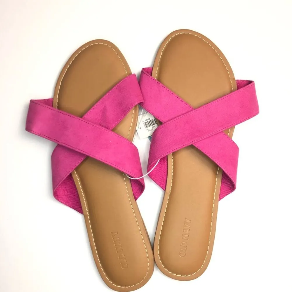 Old Navy Bright Pink Cross Strap Sandals Size 9 NWT - Image 9