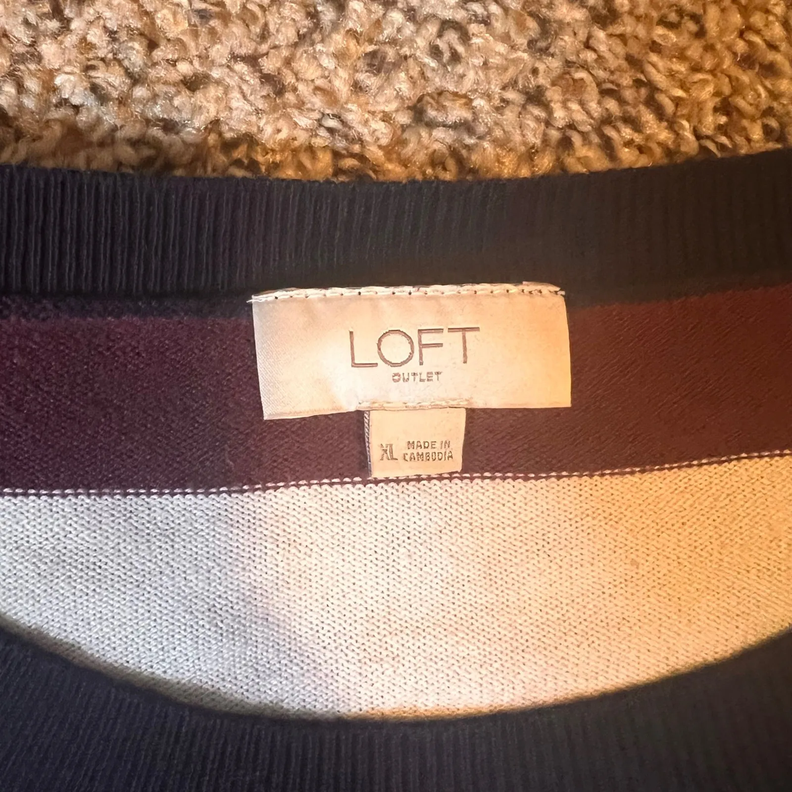 LOFT Outlet Women's XL Striped Knit Sweater Crew‎ Neck Long Sleeve Casual - Image 2