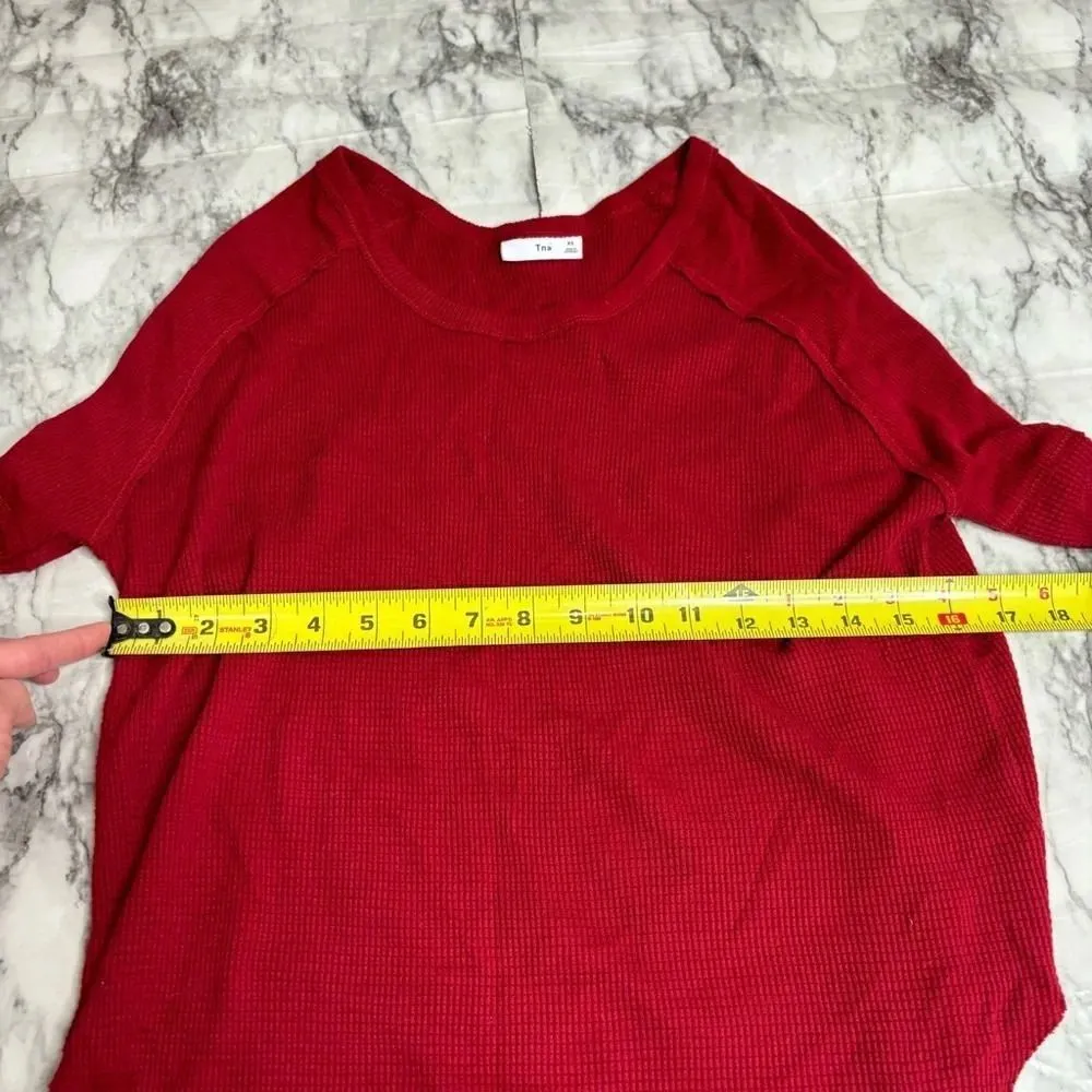 TNA Red Alder Thermal Waffle Knit Tee Long Sleeve Winter Lounge size XS Casual - Image 6