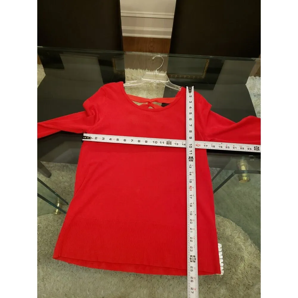 Cable & Gauge Women's Red Solid Rayon Round Neck Long Sleeve Sweater Size XL - Image 9