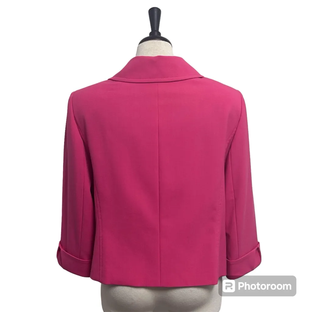 Tahari Arthur S Levine Pink Black Button Collared 3/4 Cuffed Sleeve Short Jacket - Image 6