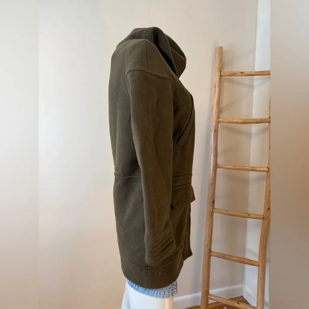 Whistles London Wool Stadium Style Jacket Parka Duffle Coat Army Green S - Image 7