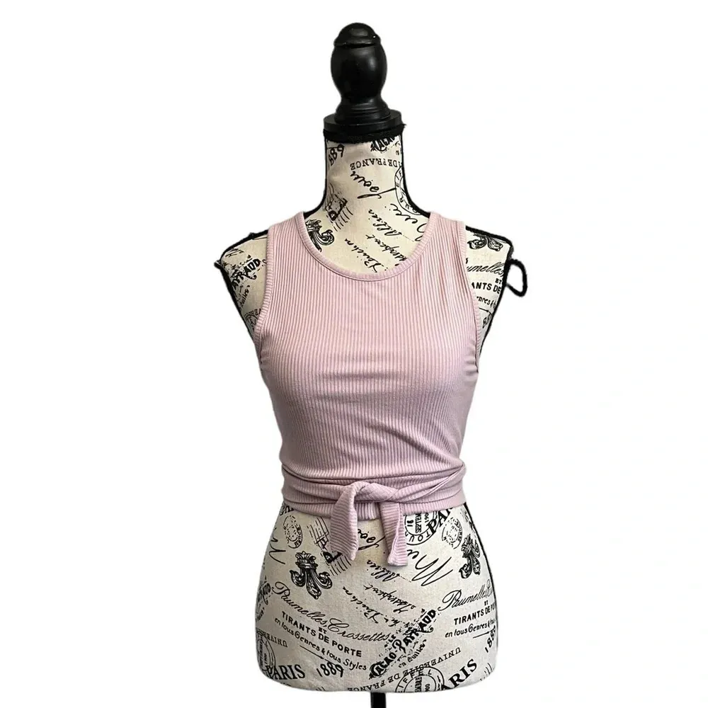 Pacsun PAC Pink Ribbed Ballet Crop Top Womens Beach Summer Festival Rodeo M - Image 2