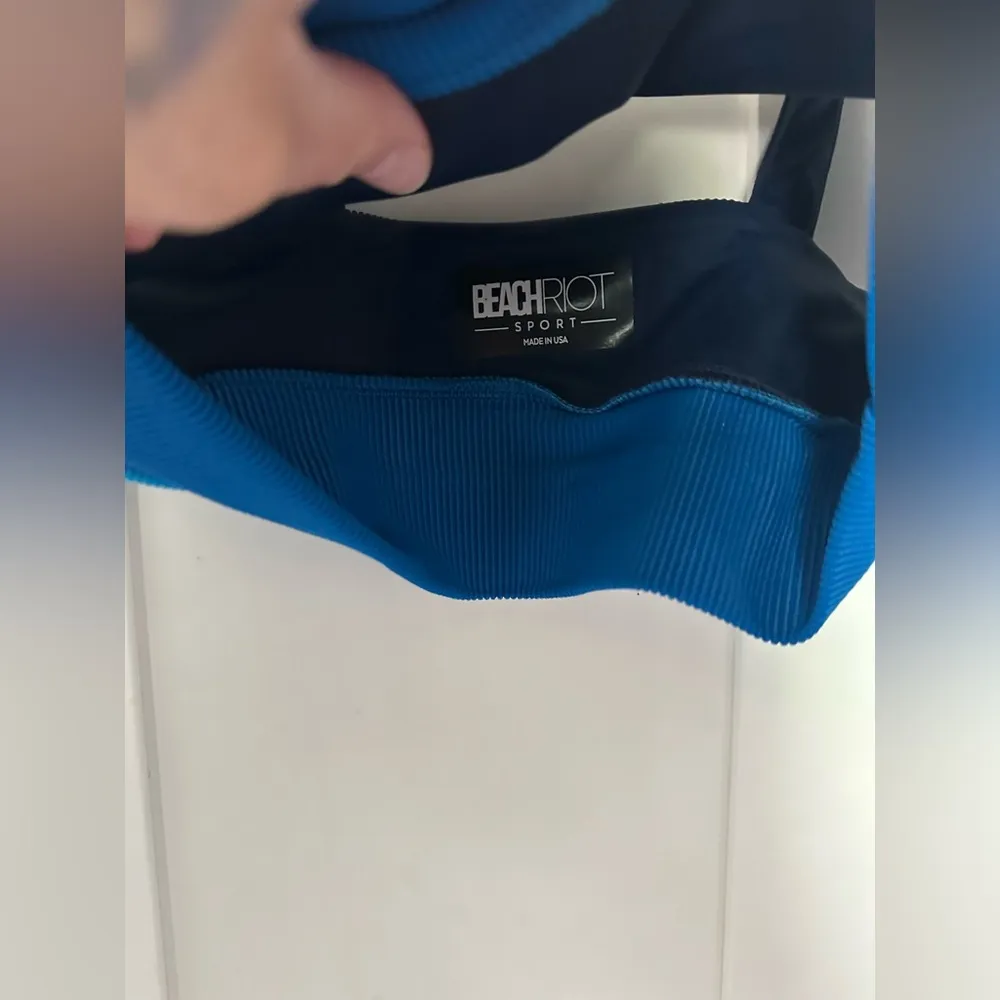 NWT Beach Riot Free People Collab Mackenzie Top In Marine Color-Block - Image 4