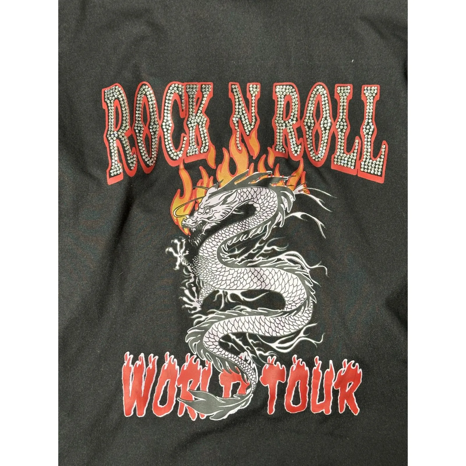 Y2K Rock N Roll World Tour Black Longsleeve Top Size Large - Image 5