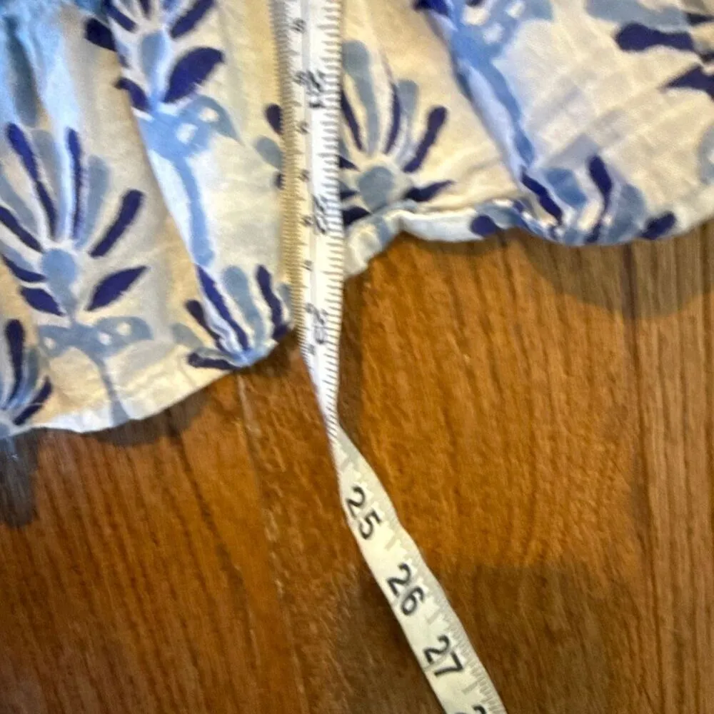 Sole by Mare blue block print ruffled blouse small White - Image 8