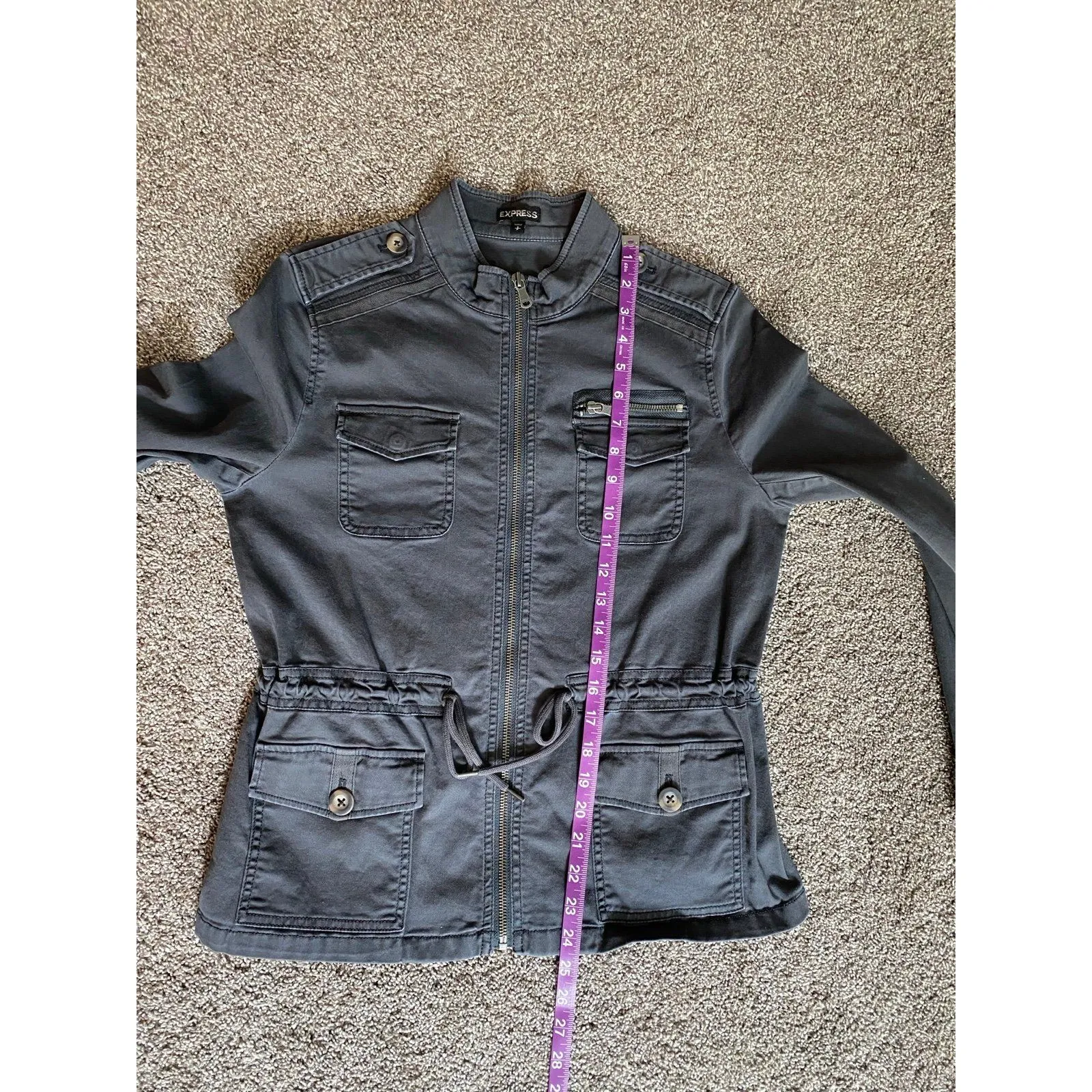 Express Utility Military Jacket – Gray, Size Small - Image 4