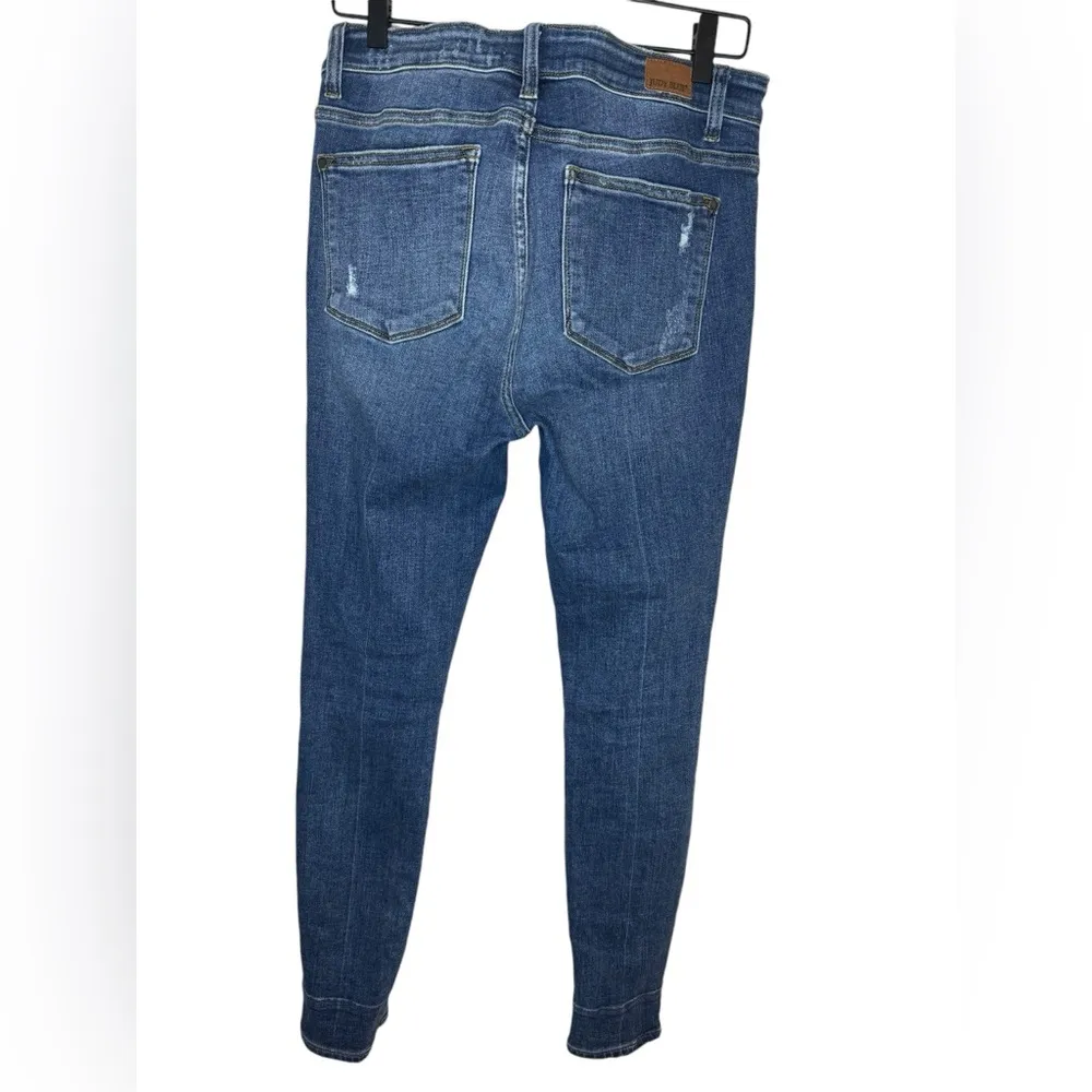 Judy Blue Distressed Buffalo Plaid Patch Skinny Jeans Size 30 - Image 5