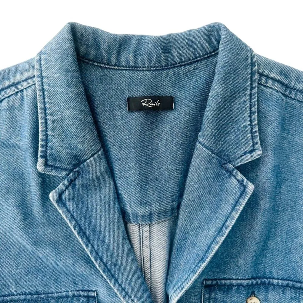 Rails Georgie Denim Romper One Piece Size Small Sorrento Blue Wash Belted - Image 4