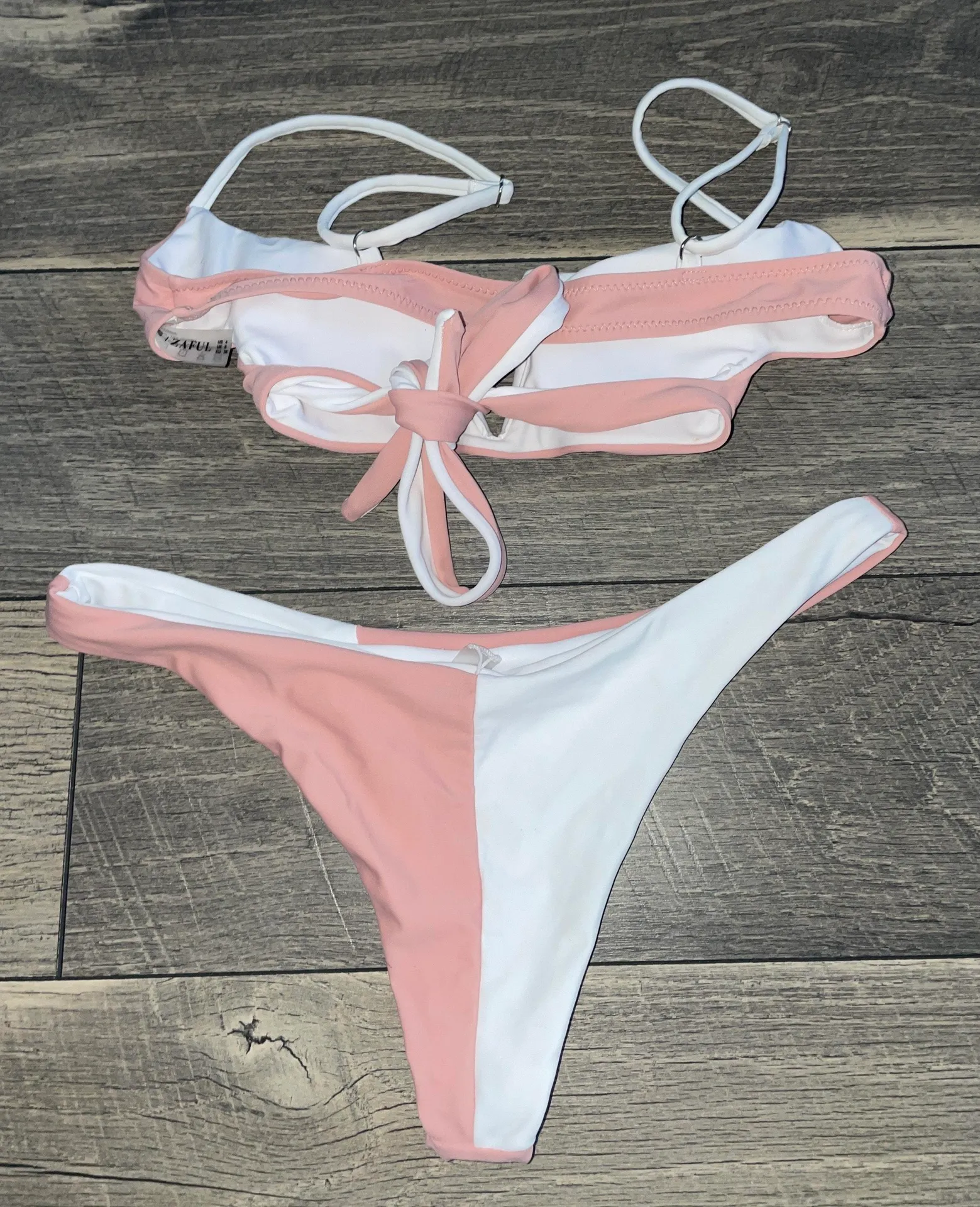 Two Piece Swimuit Pink - Image 2