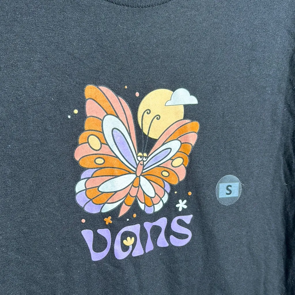 Vans‎ Black Short Sleeve Butterfly Graphic Tee | Small - Image 2