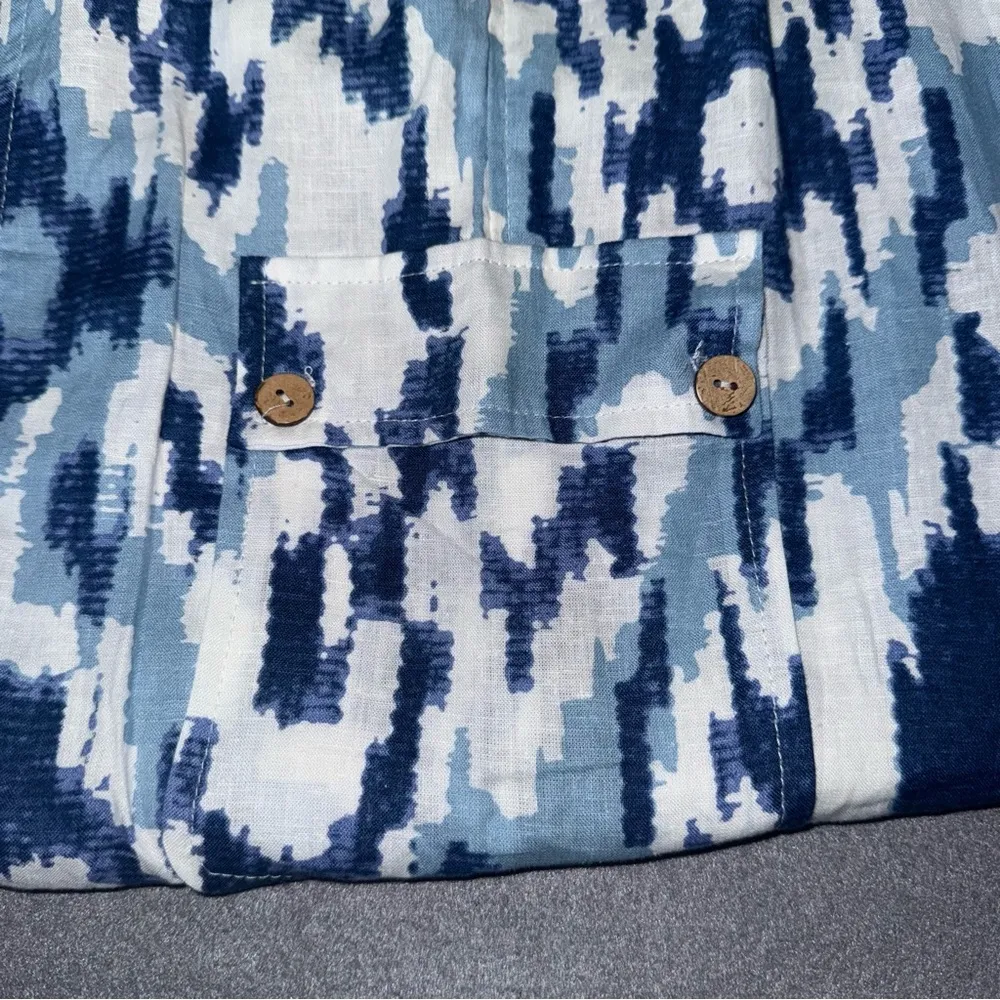 Christian Siriano Blue and White Patterned Joggers. Size L Beachy Linen Rayon Size L - Image 6