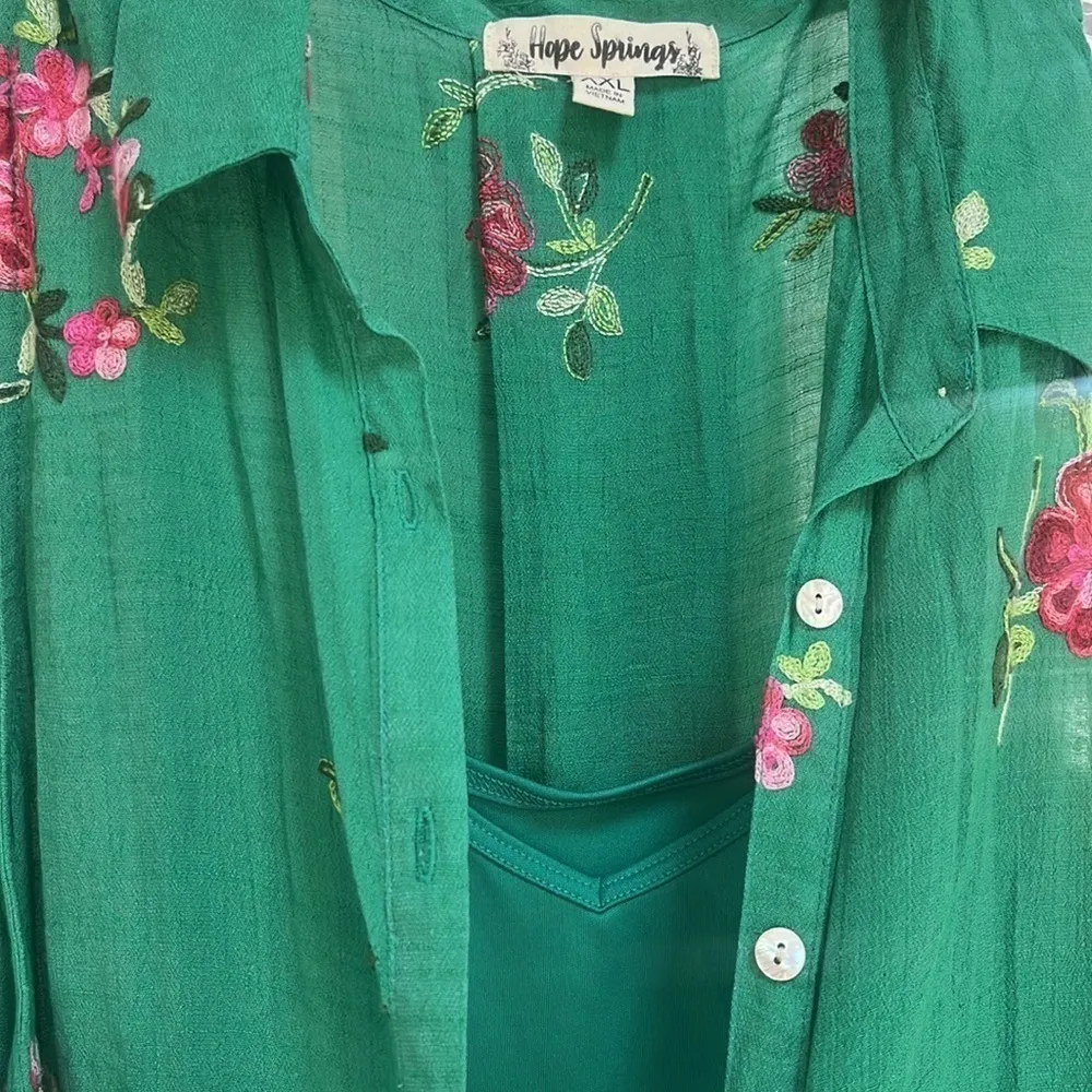 Hope Springs embroidered floral collared sleeveless dress size XXL midi - Image 7