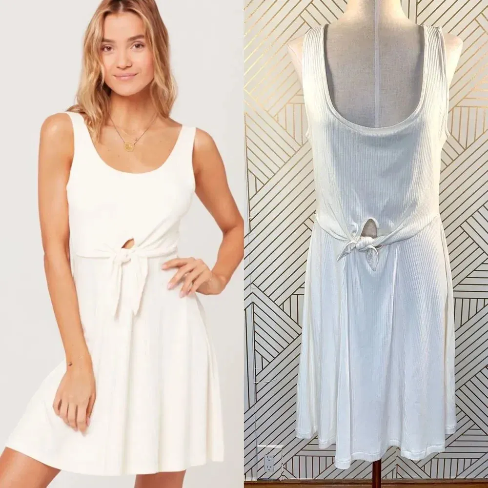L*Space‎ Topanga Dress in Cream Ribbed Cutout - Image 2
