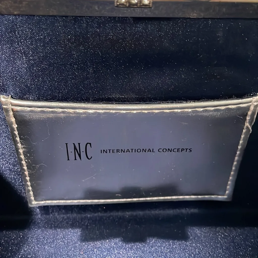 INC International Concepts Blue Sparkle Clutch Purse - Image 6