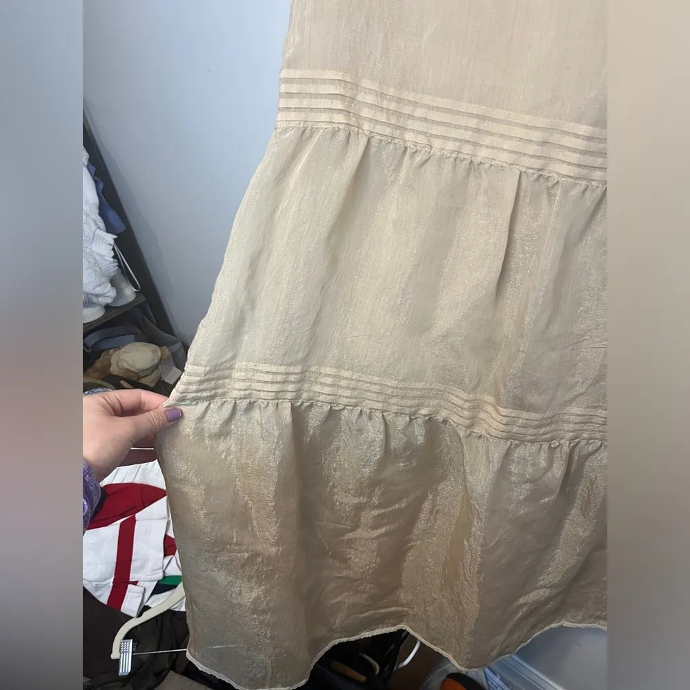 APOSTROPHE NWT Tiered Maxi Skirt Embellished w/Lace Tiered Sz 2 Boho Lined - Image 4