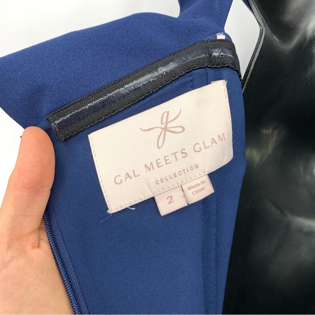 GAL MEETS GLAM Tyler Off The Shoulder Midi Dress Navy Blue 2 - Image 9