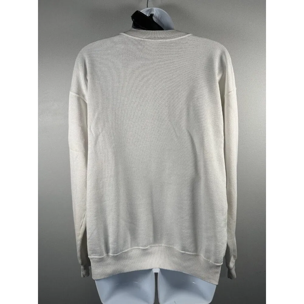 HANES Vintage Large Sweatshirt Palm Springs Pastel Graphic White USA Desert CA - Image 5