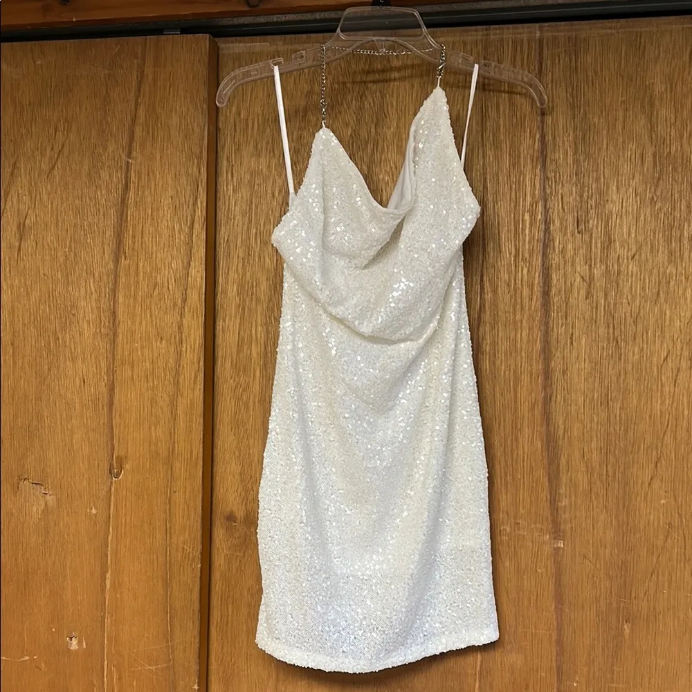 White Sequin Dress Gray Size M - Image 3
