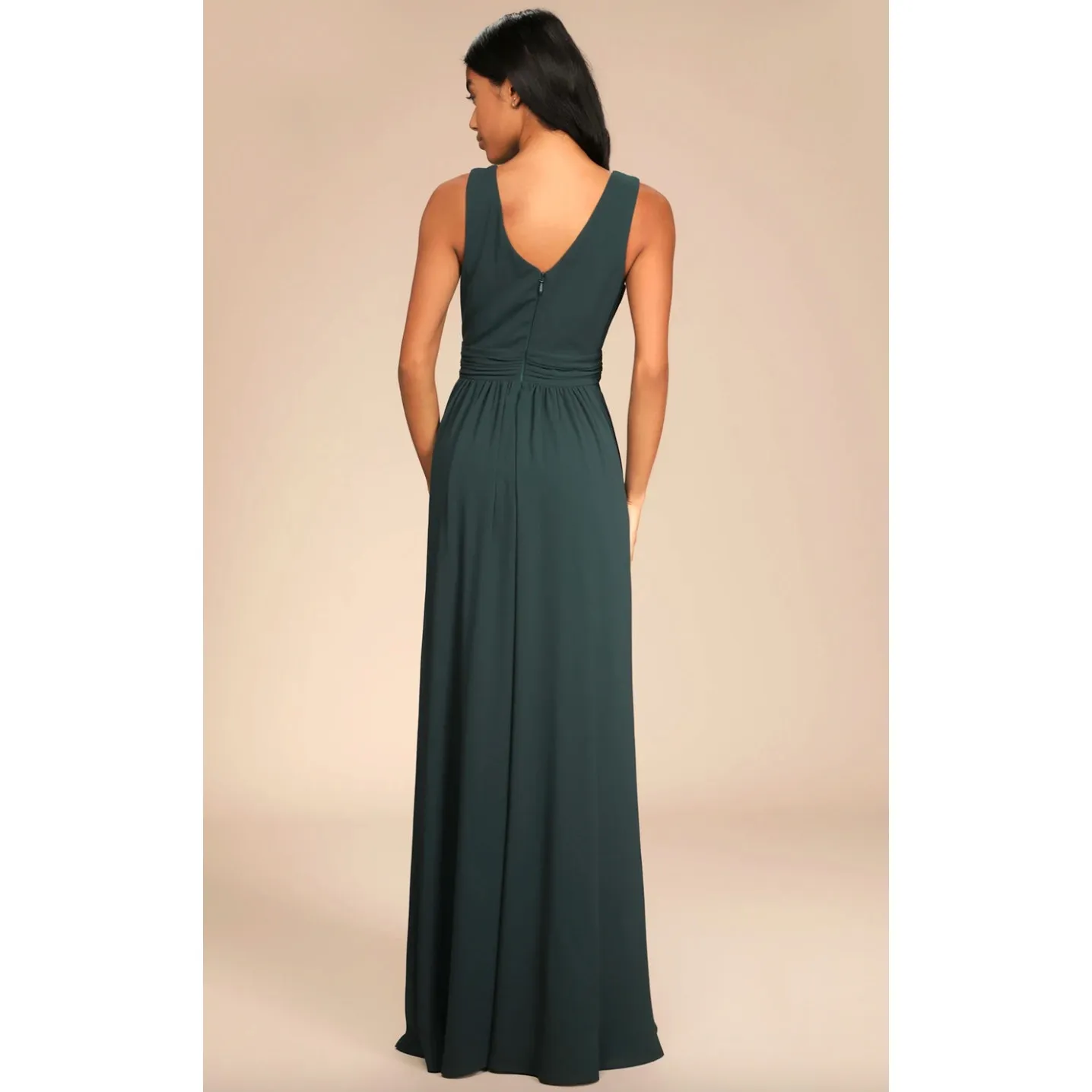 Lulus Thoughts of Hue Emerald Green Surplice Maxi Dress Formal Large NWT - Image 3