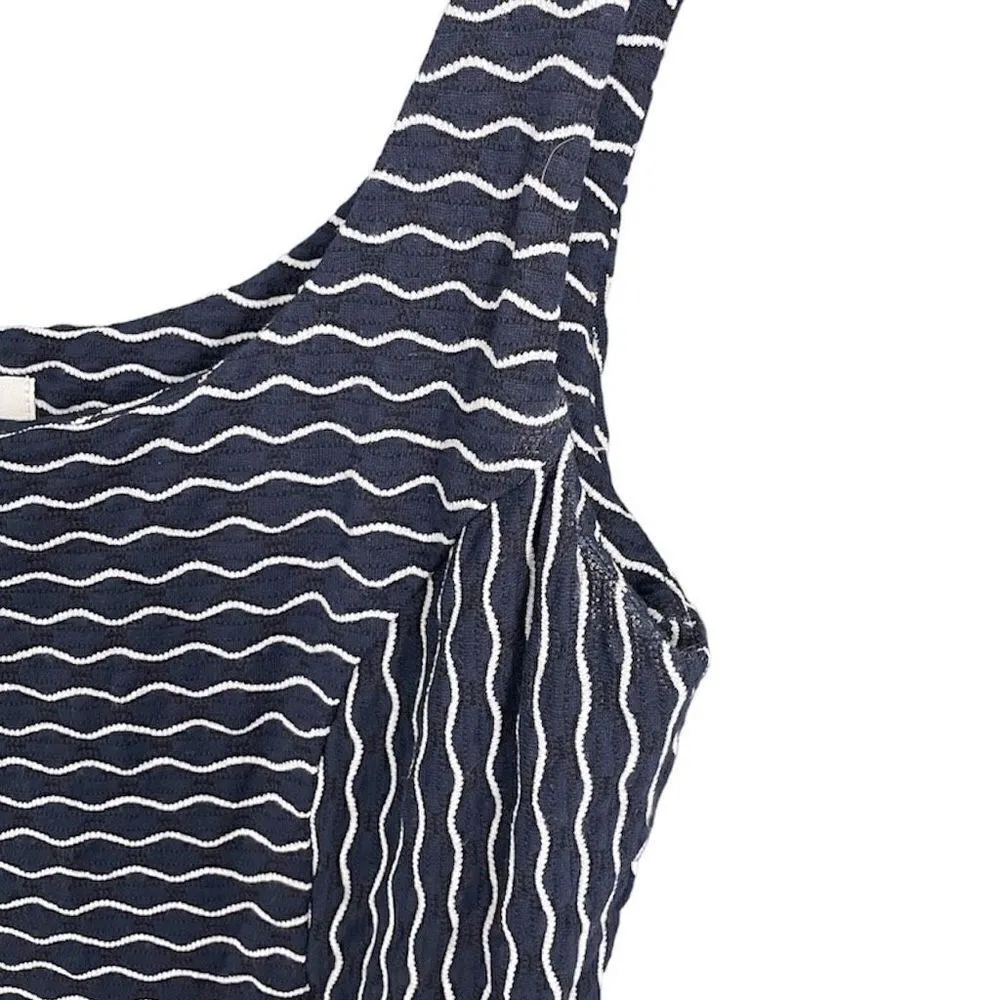 Milly Maria Dress Bodycon Wavy Stripes Navy Blue White Size Medium - Image 7