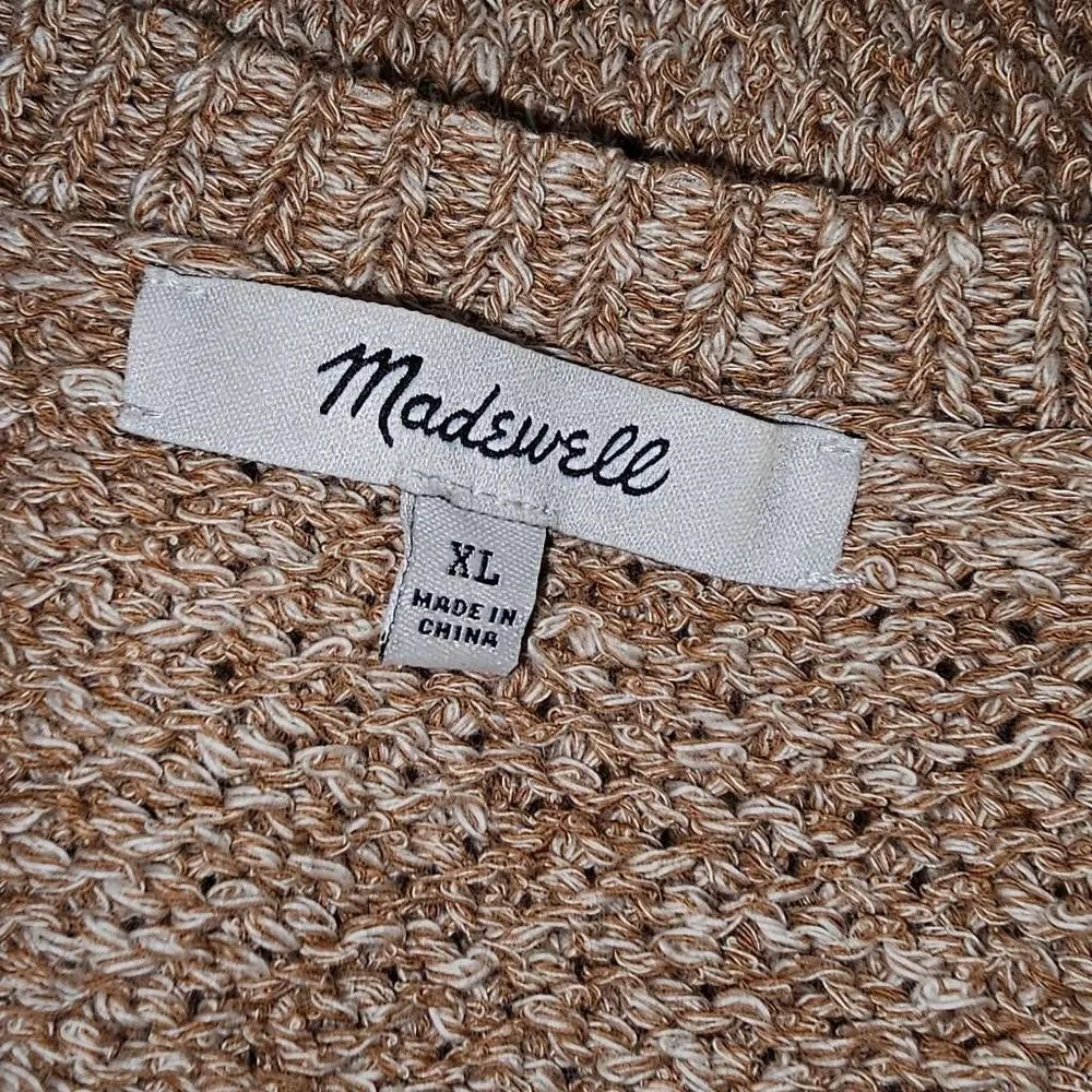 Madewell Womens Tan Brown Flutter Sleeve Sweater‎ Tank XL - Image 4