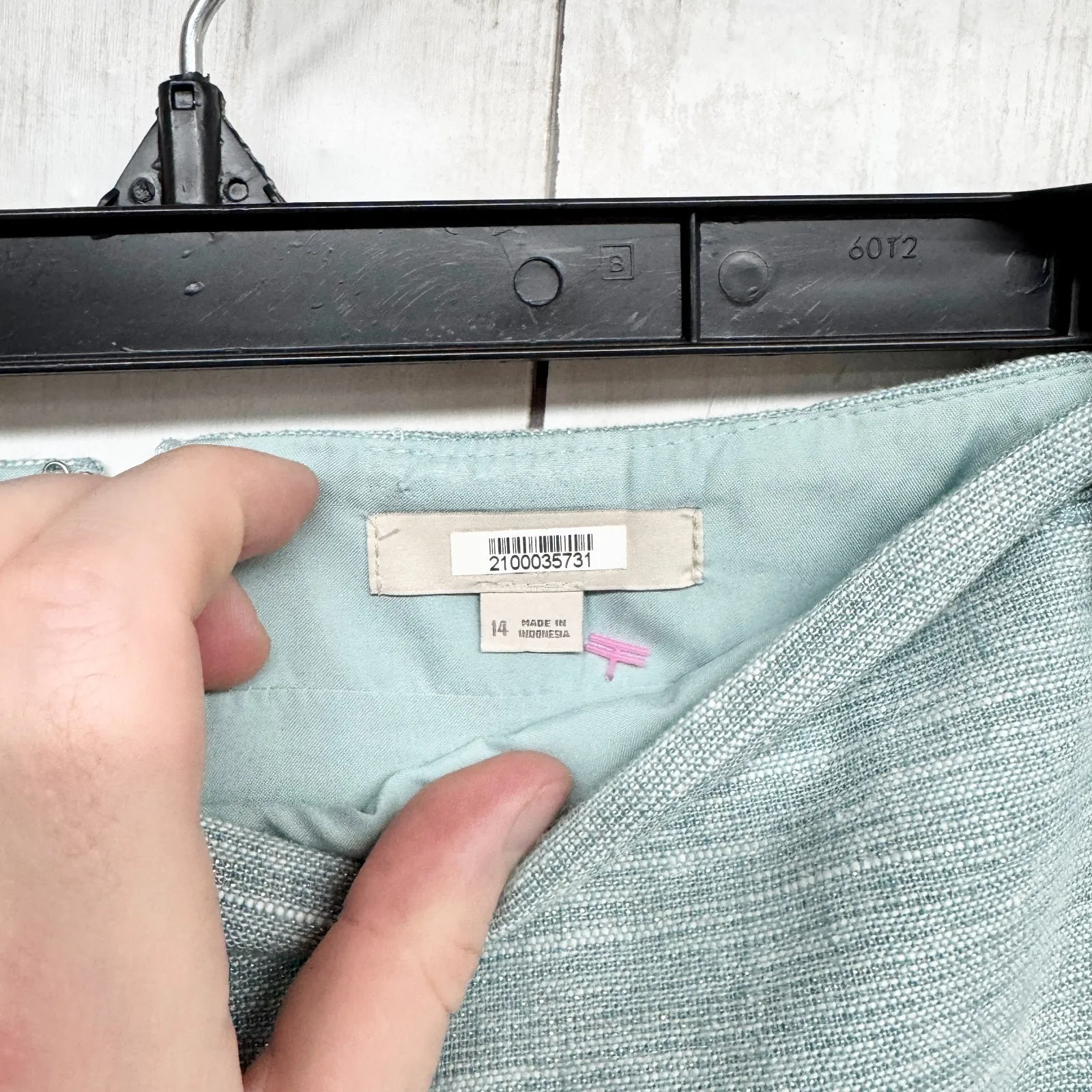 ASOS Skirt Women Size 14 Light Blue Linen Blend Mini Side Button Zip Back Preppy - Image 4