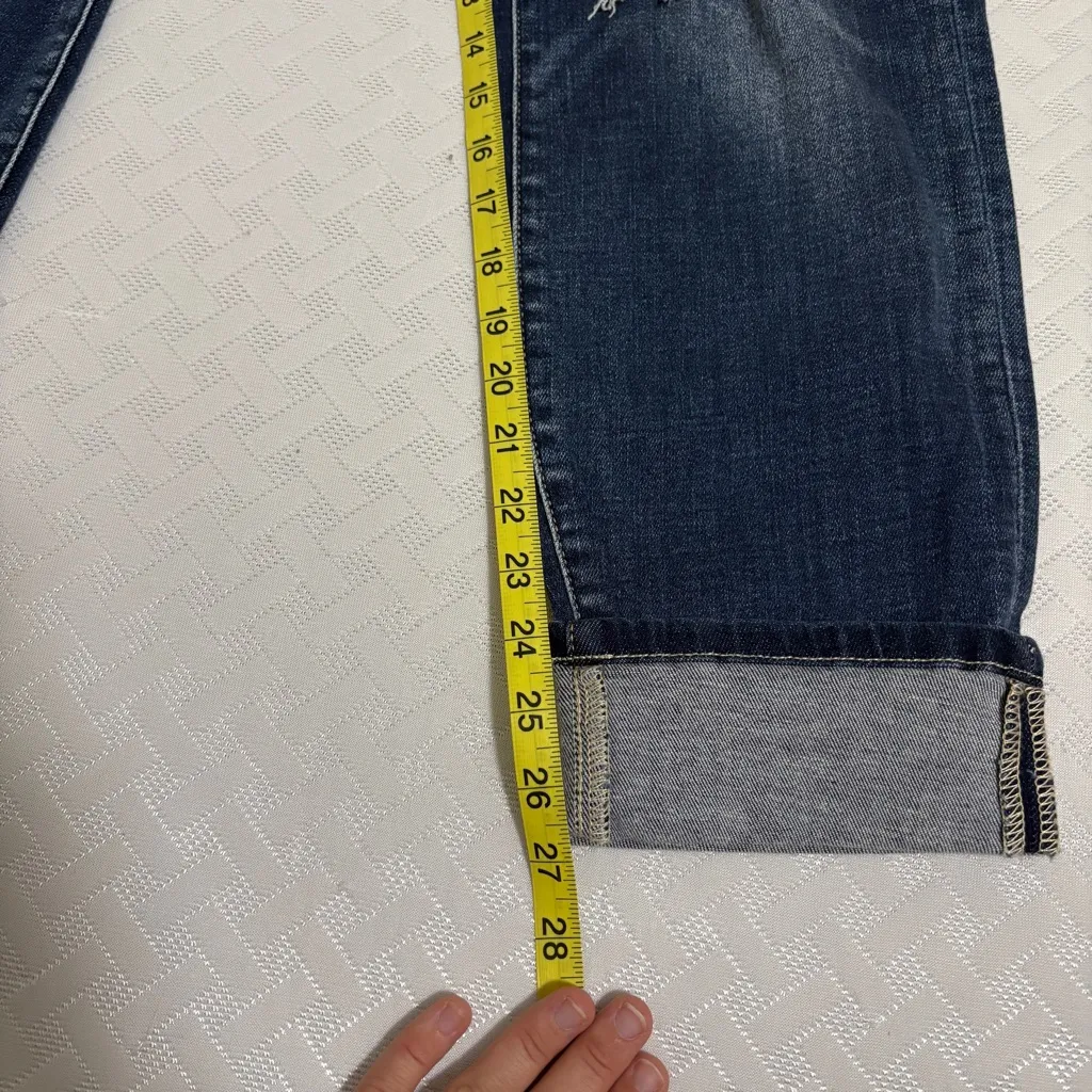 Judy Blue Mid-Rise Boyfriend Distressed Jeans Straight Leg Cuffed Denim 11/30 - Image 14